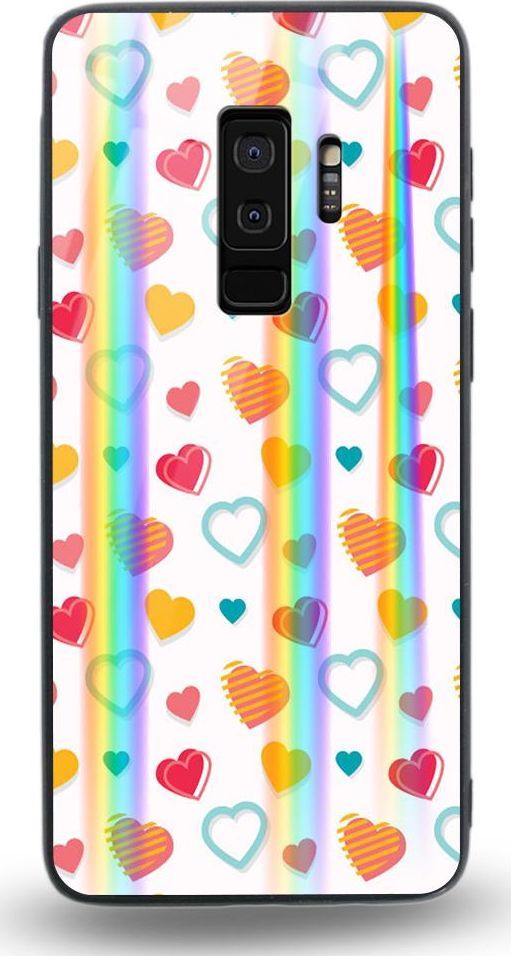 Mojworld Etui na Samsung S9 Plus - Rainbow Case - Lovely hearts - White background 1