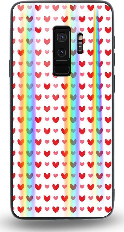 Mojworld Etui na Samsung S9 Plus - Rainbow Case - Small red hearts 1
