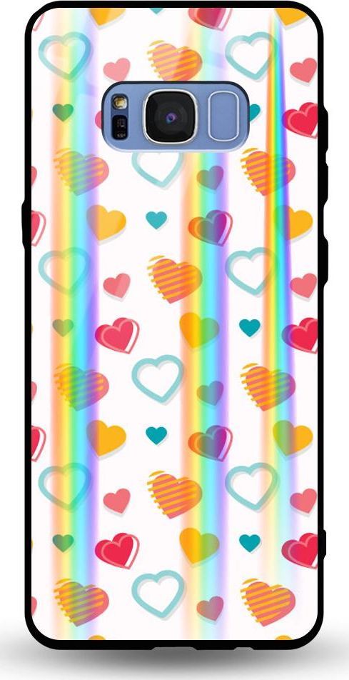 Mojworld Etui na Samsung S8 Plus - Rainbow Case - Lovely hearts - White background 1