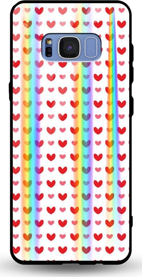Mojworld Etui na Samsung S8 Plus - Rainbow Case - Small red hearts 1