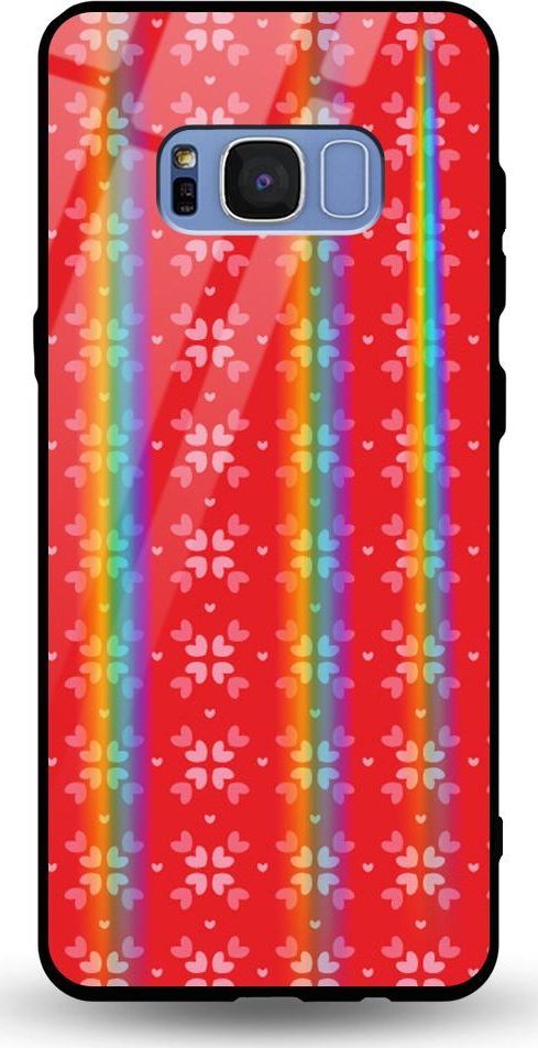 Mojworld Etui na Samsung S8 Plus - Rainbow Case - Small red hearts - red background 1