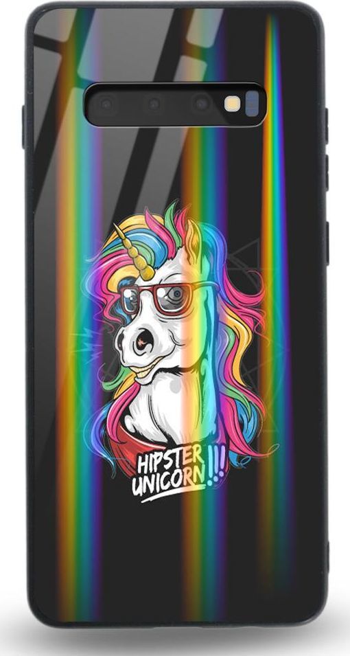 Mojworld Etui na Samsung S10E - Rainbow Case - Hipster Unicorn 1