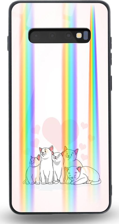 Mojworld Etui na Samsung S10 - Rainbow Case - Love from the cats 1