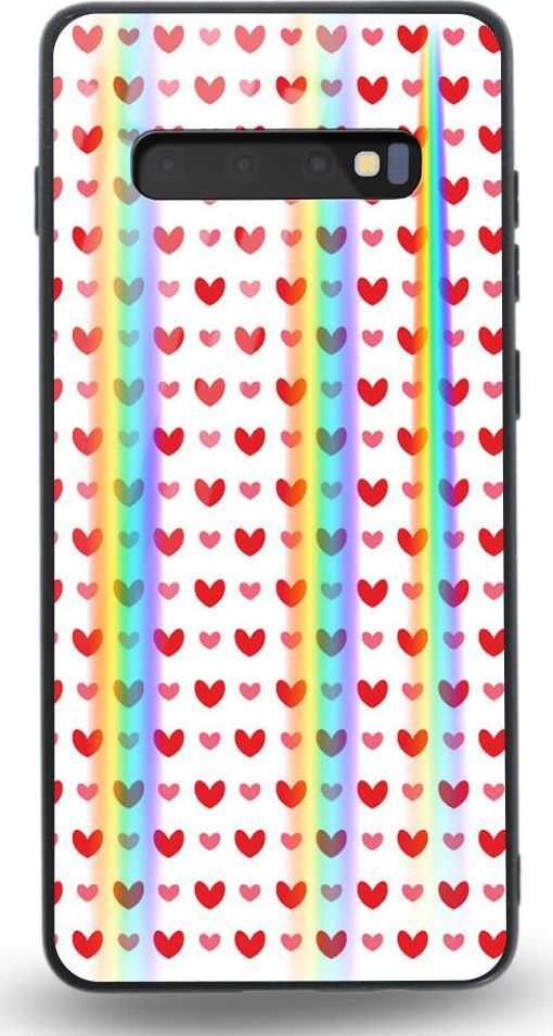 Mojworld Etui na Samsung S10 - Rainbow Case - Small red hearts 1