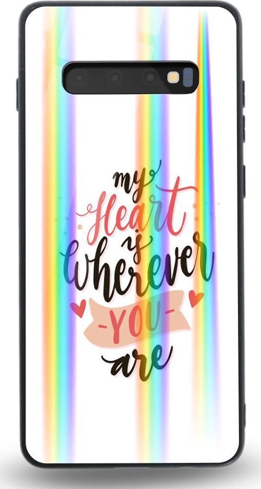 Mojworld Etui na Samsung S10Plus - Rainbow Case - My heart is wherewer u are 1
