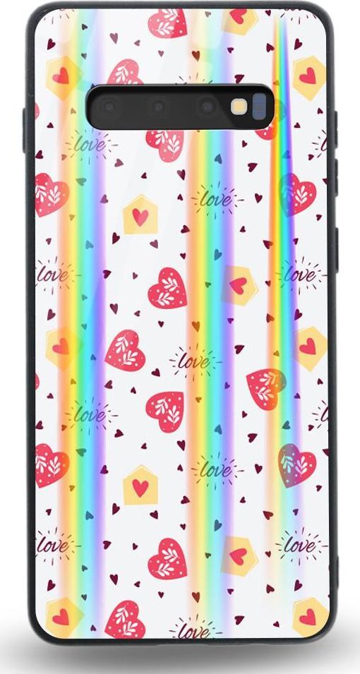 Mojworld Etui na Samsung S10Plus - Rainbow Case - Lovely hearts 1