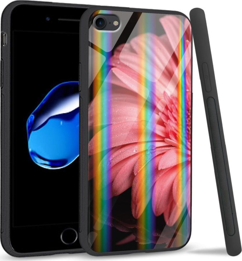 Mojworld Etui na Apple iPhone 7 / 8 - Rainbow Series - Pink flower 1