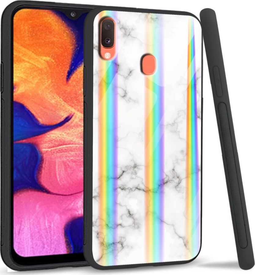 Mojworld Etui na telefon Samsung A40 Rainbow White granite 1