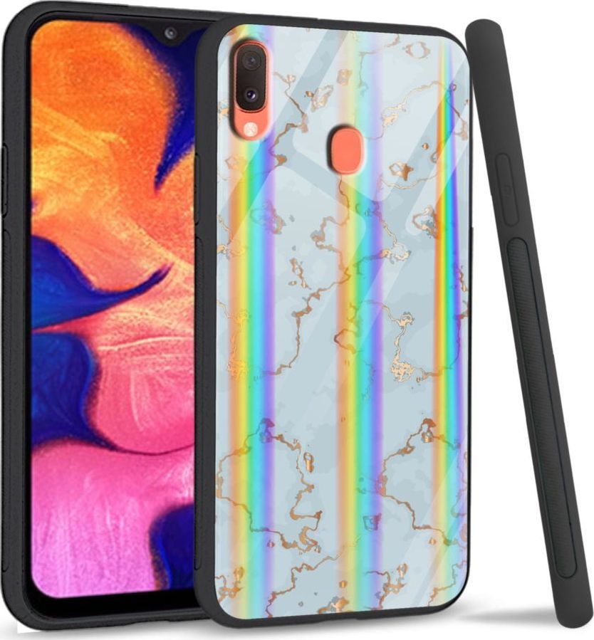 Mojworld Etui na telefon Samsung A40 Rainbow Golden blue granite 1