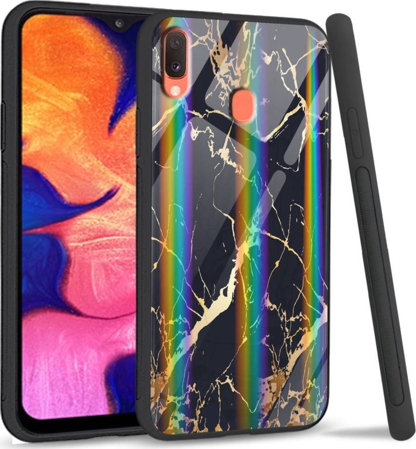 Mojworld Etui na telefon Samsung A40 Rainbow Black gold granite 1