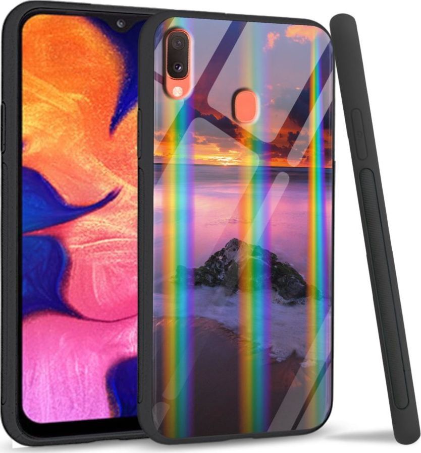 Mojworld Etui na telefon Samsung A40 Rainbow Sunset beach 1
