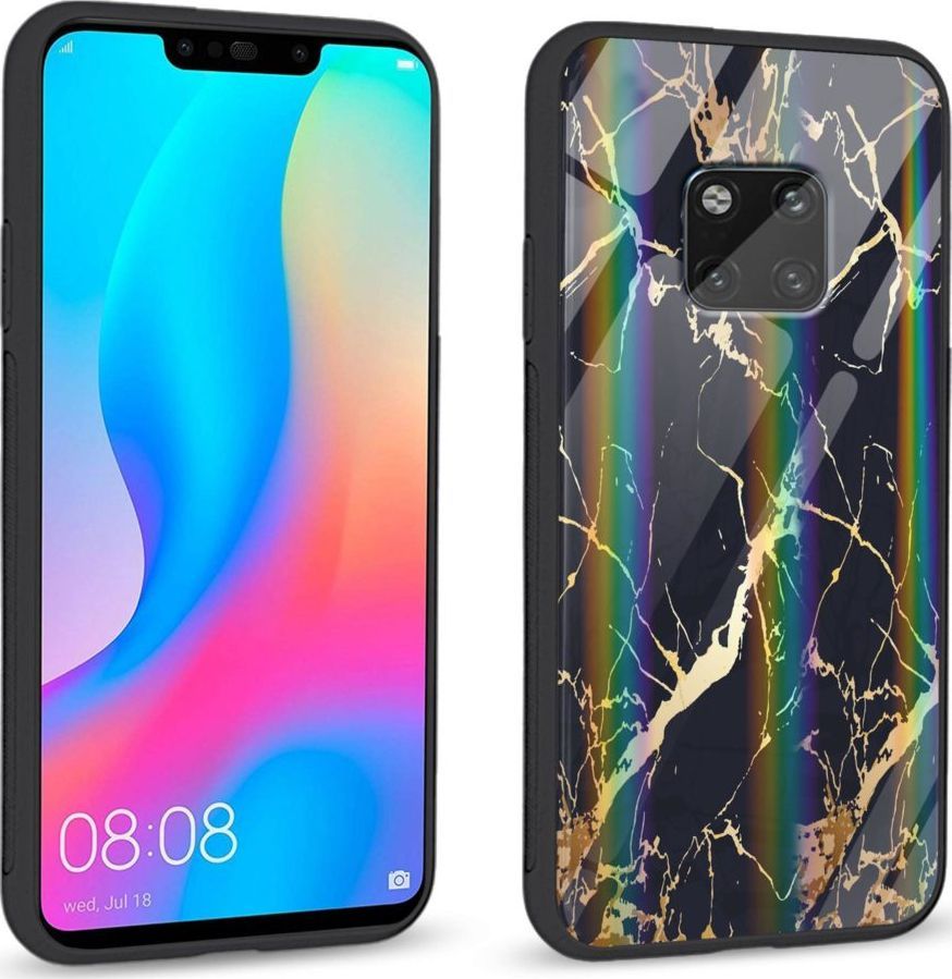Mojworld Etui na Huawei Mate 20 Pro - Rainbow Series - Black gold granite 1