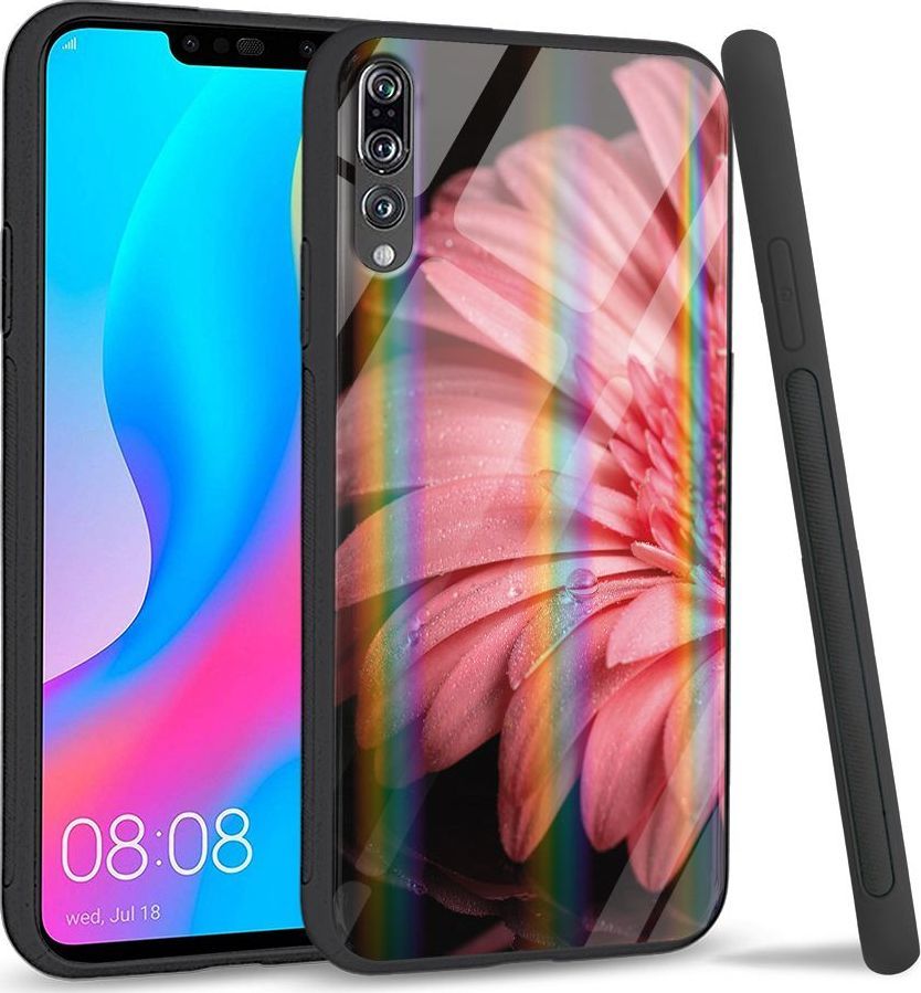Mojworld Etui na Huawei P20 Pro - Rainbow Series - Pink flower 1