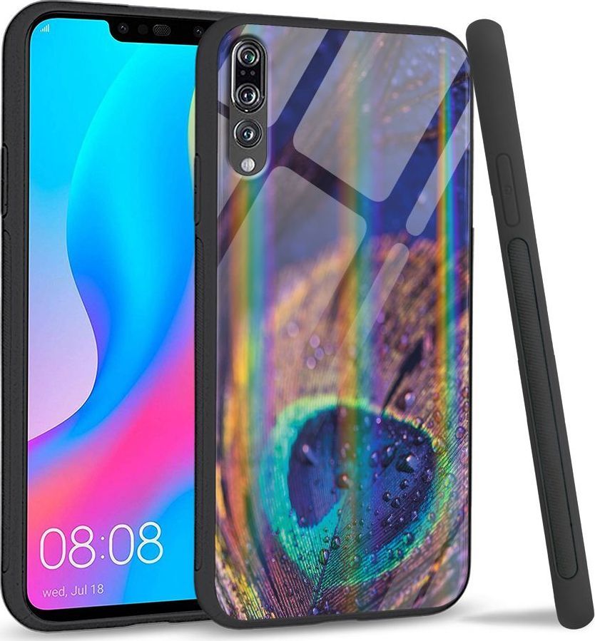 Mojworld Etui na Huawei P20 Pro - Rainbow Series - Peacock Feather Closeup 1