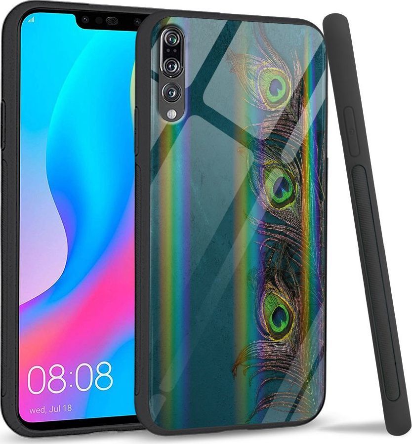 Mojworld Etui na Huawei P20 Pro - Rainbow Series - Three Peacock Feathers 1