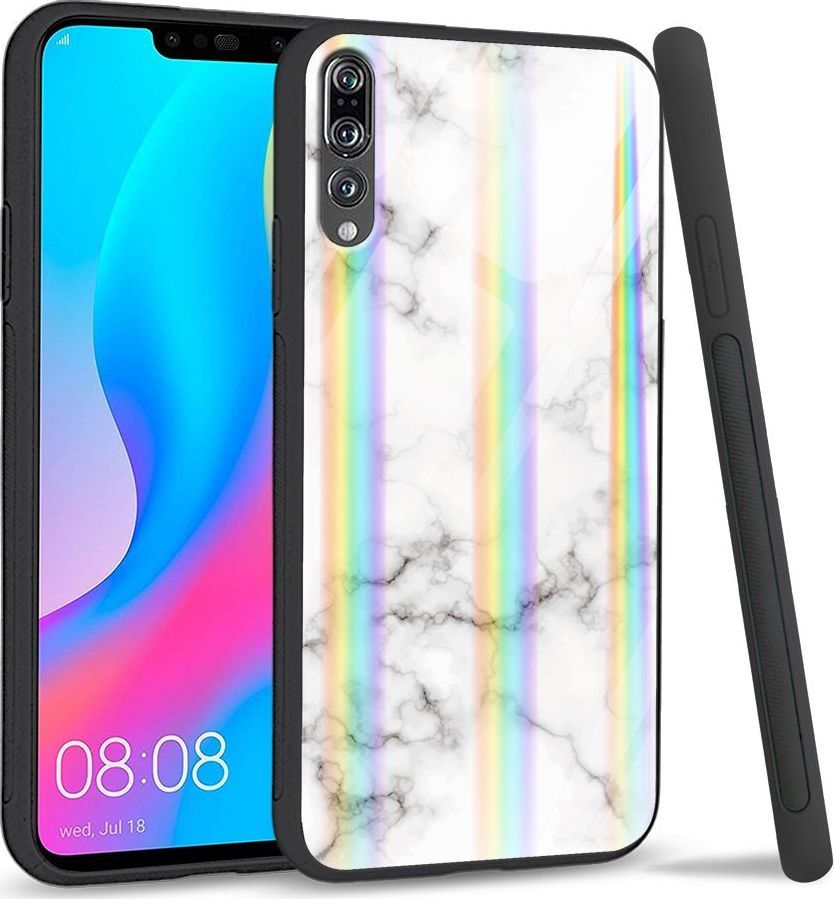 Mojworld Etui na Huawei P20 Pro - Rainbow Series - White granite 1
