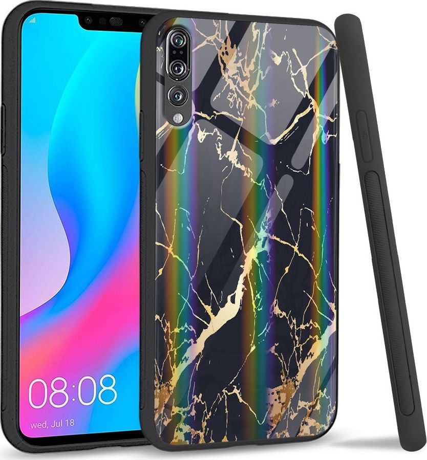 Mojworld Etui na Huawei P20 Pro - Rainbow Series - Black gold granite 1