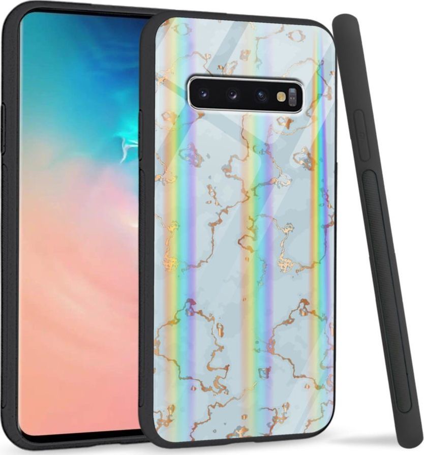 Mojworld Etui na Samsung S10 Plus - Rainbow Series - Golden blue granite 1