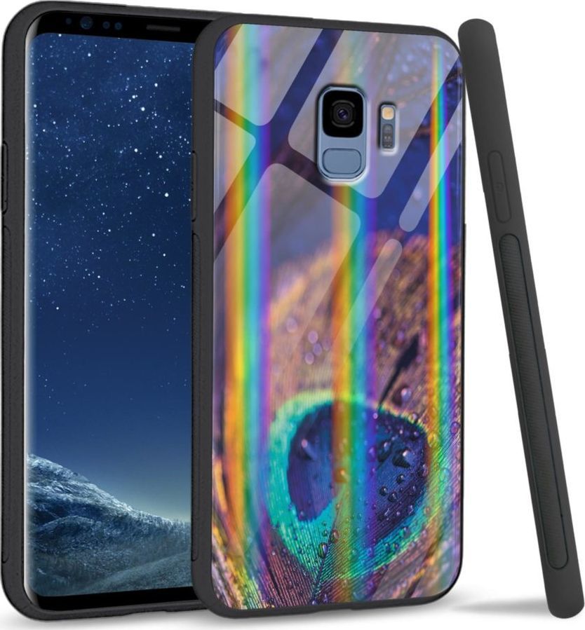 Mojworld Etui na Samsung S9 - Rainbow Series - Peacock Feather Closeup 1