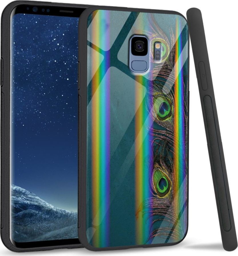 Mojworld Etui na Samsung S9 - Rainbow Series - Three Peacock Feathers 1