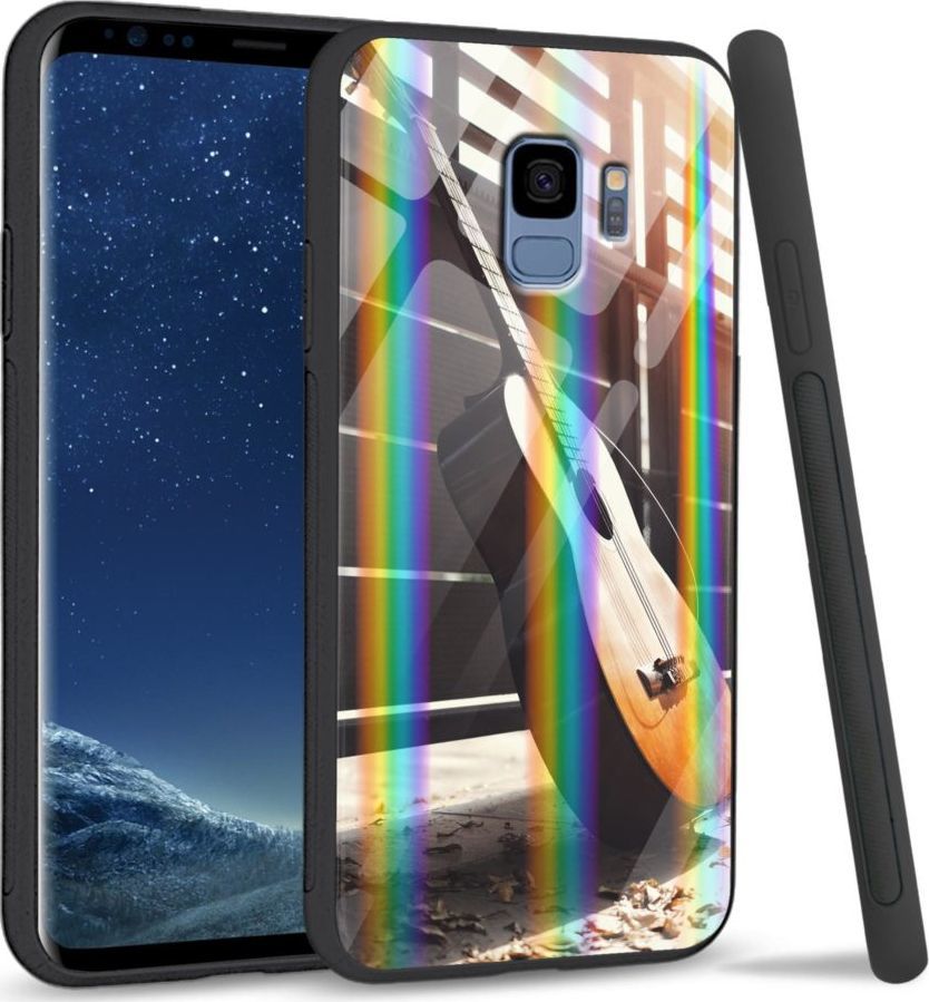 Mojworld Etui na Samsung S9 - Rainbow Series - Wooden Guitar 1