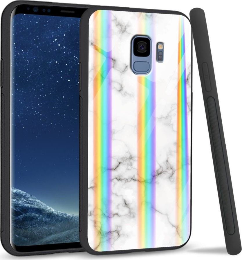 Mojworld Etui na Samsung S9 - Rainbow Series - White granite 1