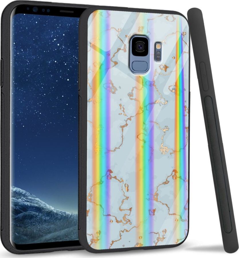Mojworld Etui na Samsung S9 - Rainbow Series - Golden blue granite 1