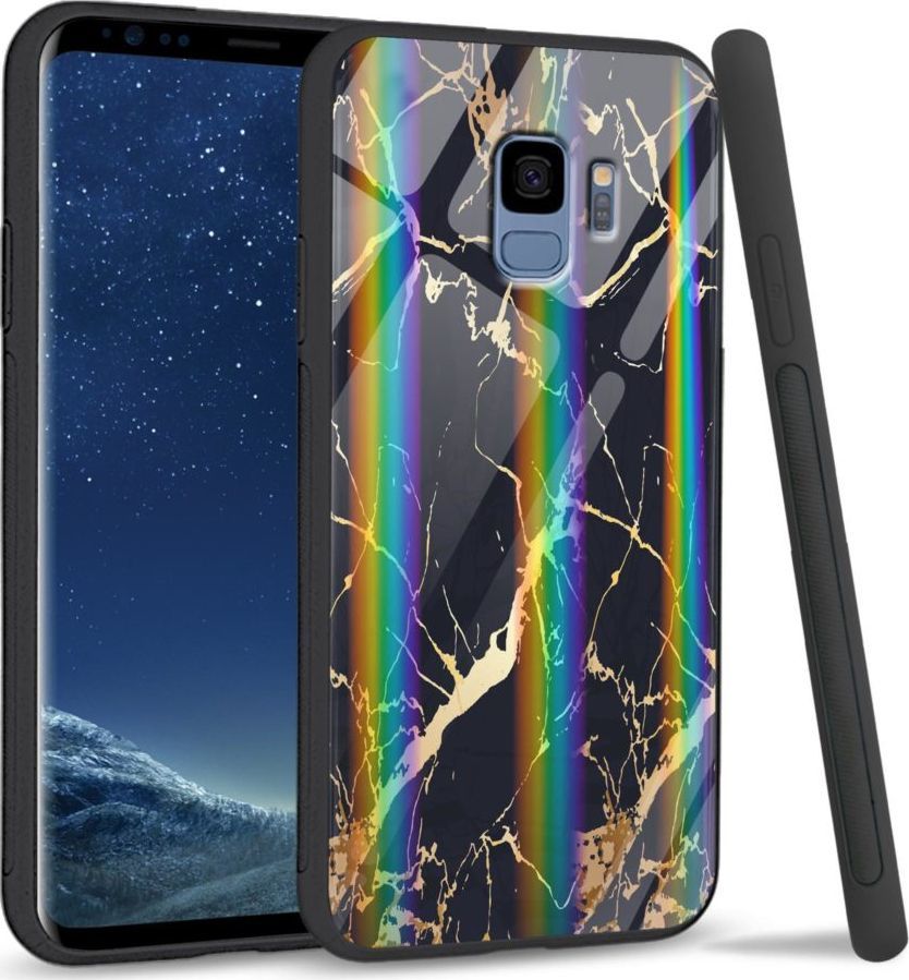Mojworld Etui na Samsung S9 - Rainbow Series - Black gold granite 1