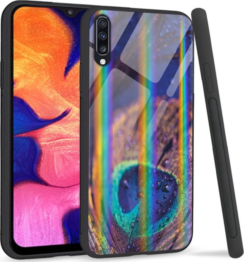 Mojworld Etui na Samsung A70 - Rainbow Series - Peacock Feather Closeup 1