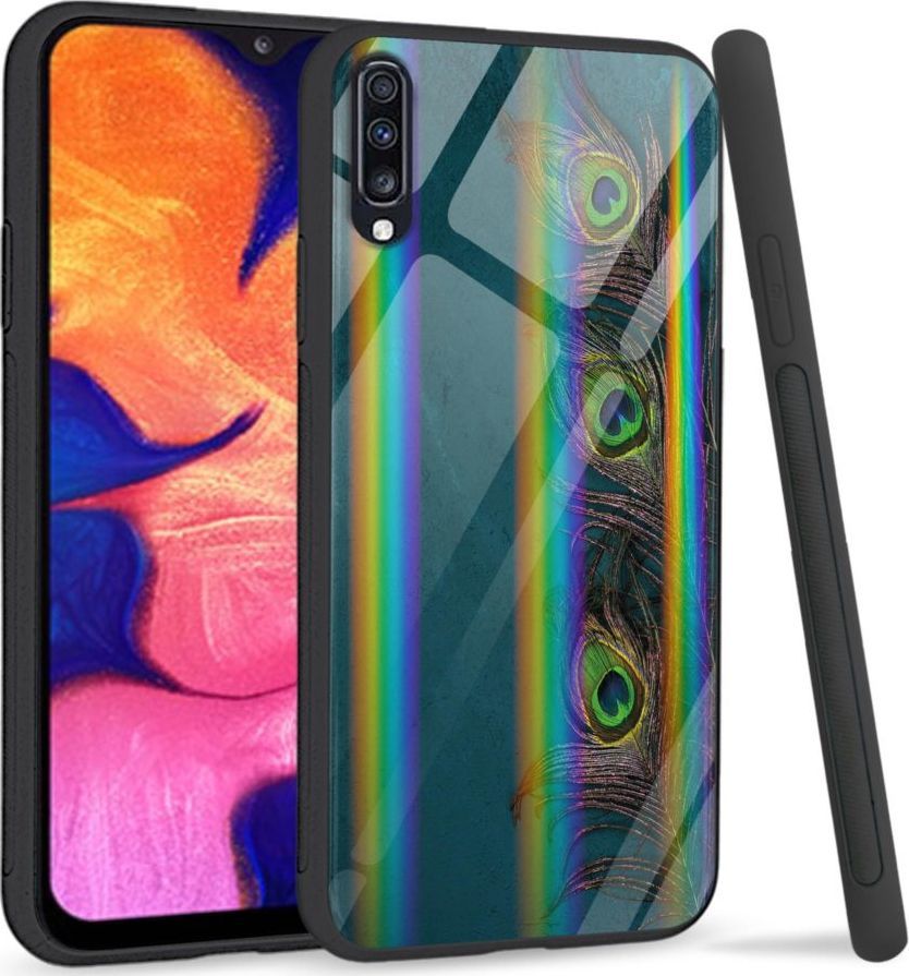 Mojworld Etui na Samsung A70 - Rainbow Series - Three Peacock Feathers 1