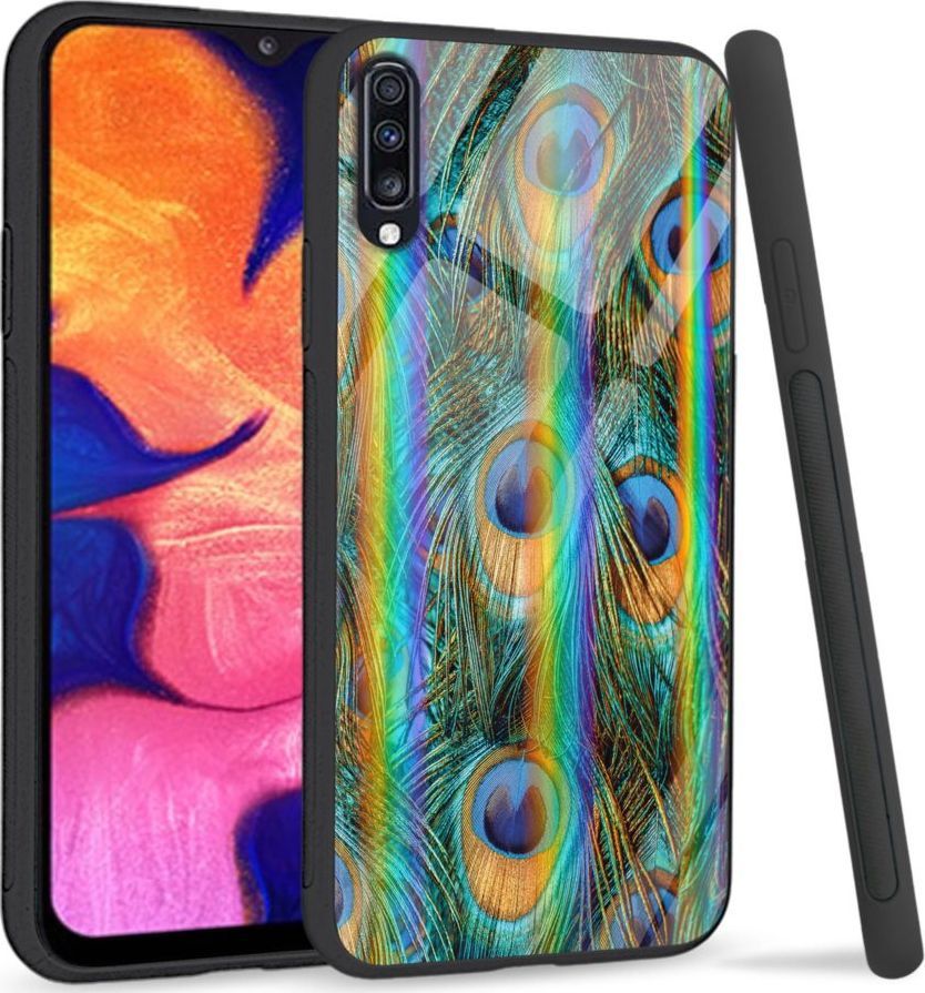 Mojworld Etui na Samsung A70 - Rainbow Series - Peacock Feather Bunch 1