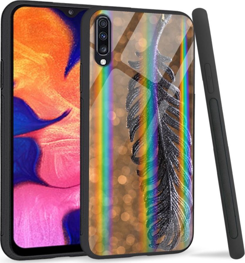 Mojworld Etui na Samsung A70 - Rainbow Series - Metal Feather 1