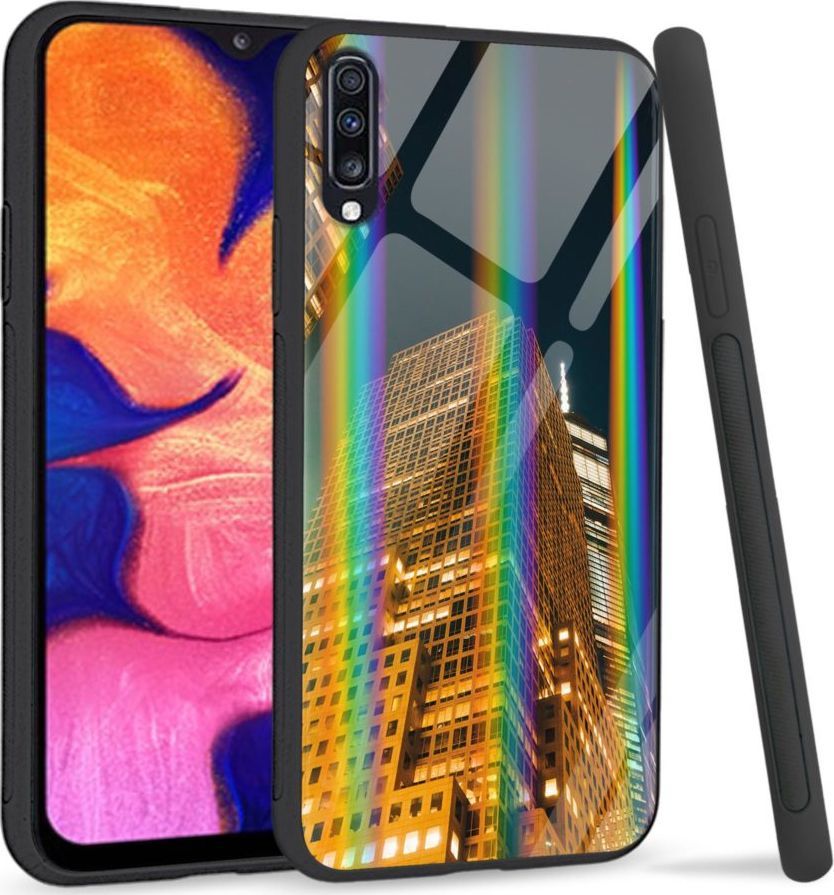 Mojworld Etui na Samsung A70 - Rainbow Series - Night building 1