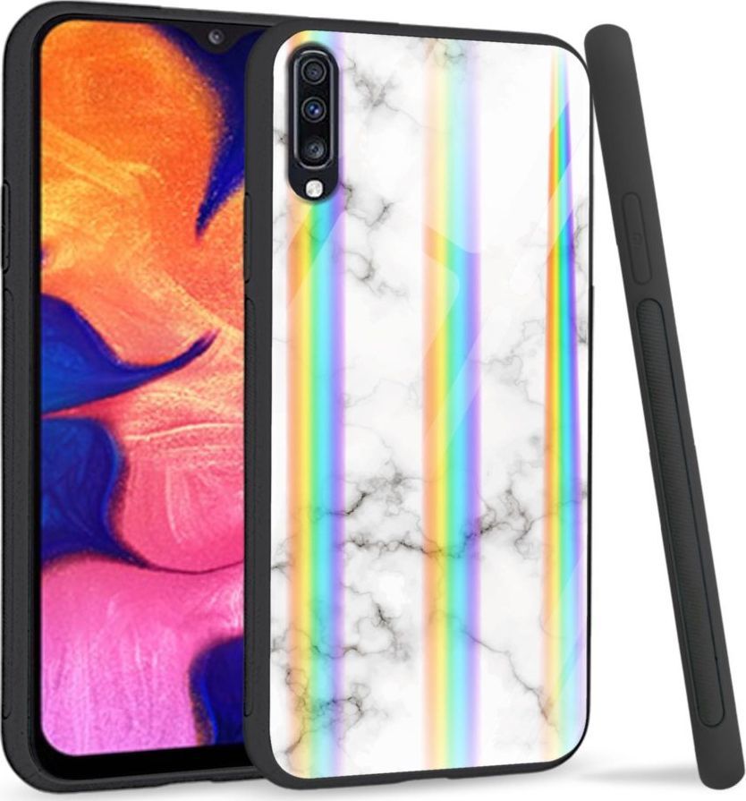 Mojworld Etui na Samsung A70 - Rainbow Series - White granite 1