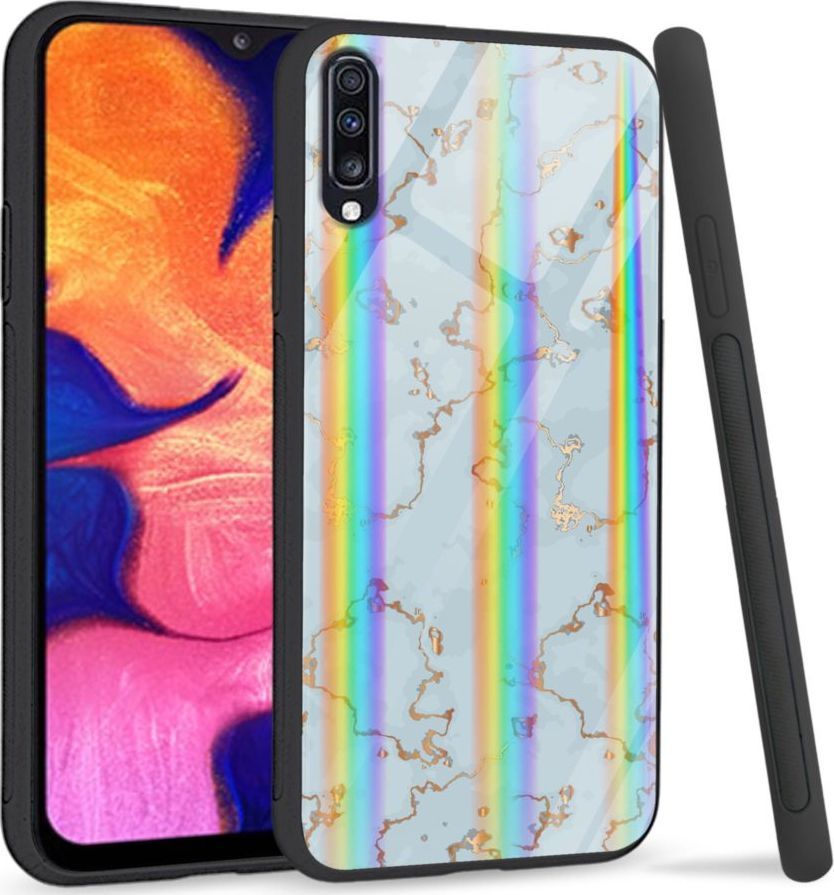 Mojworld Etui na Samsung A70 - Rainbow Series - Golden blue granite 1