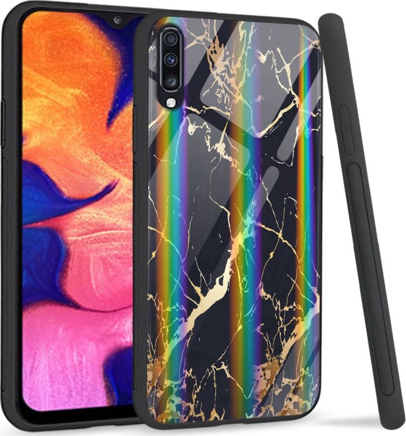 Mojworld Etui na Samsung A70 - Rainbow Series - Black gold granite 1
