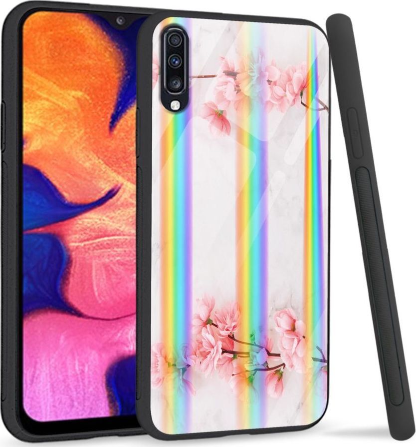 Mojworld Etui na Samsung A70 - Rainbow Series - Due flowers 1