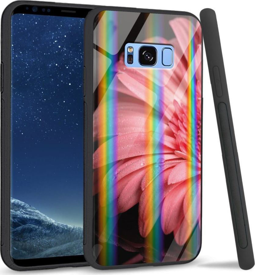 Mojworld Etui na Samsung S8 Plus - Rainbow Case - Pink flower 1