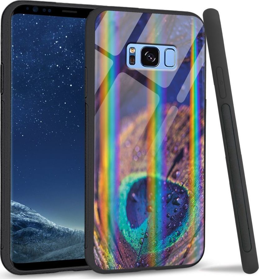 Mojworld Etui na Samsung S8 Plus - Rainbow Case - Peacock Feather Closeup 1