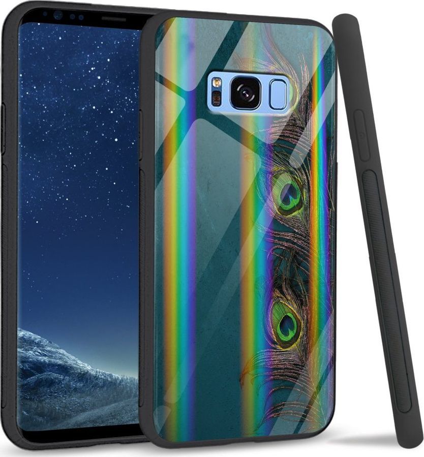 Mojworld Etui na Samsung S8 Plus - Rainbow Case - Three Peacock Feathers 1
