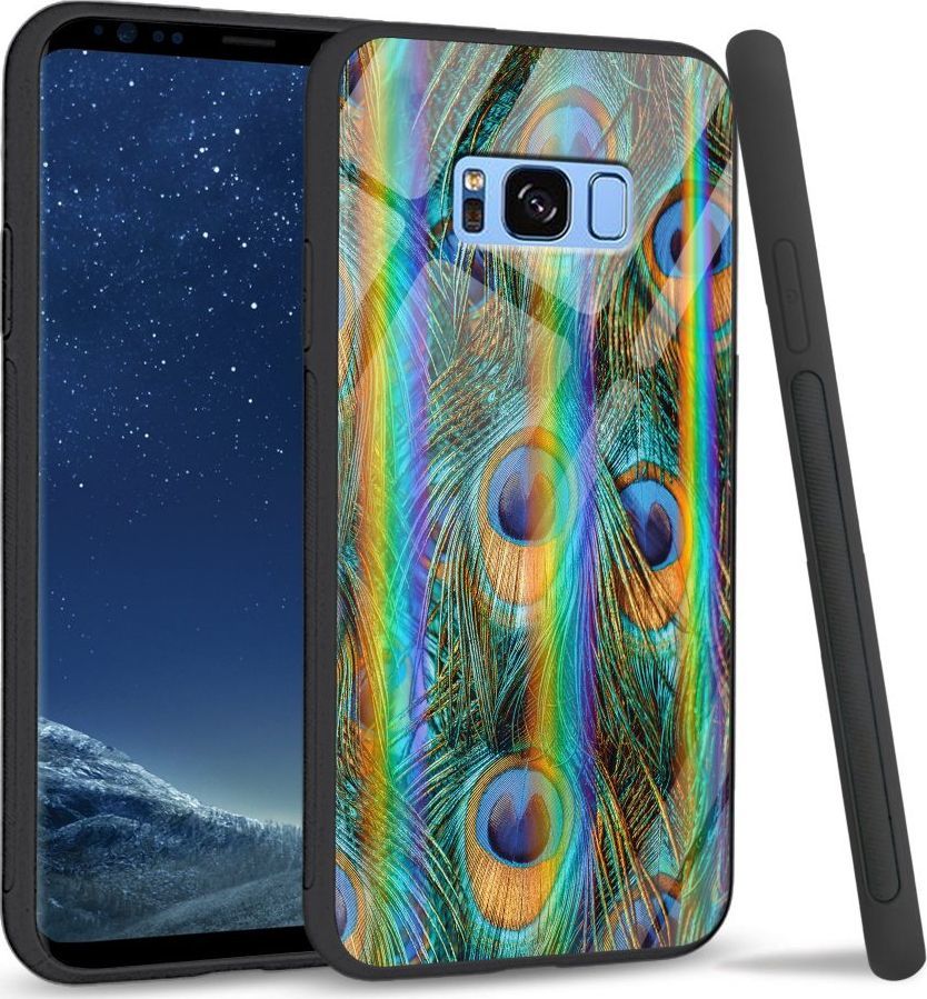 Mojworld Etui na Samsung S8 Plus - Rainbow Case - Peacock Feather Bunch 1