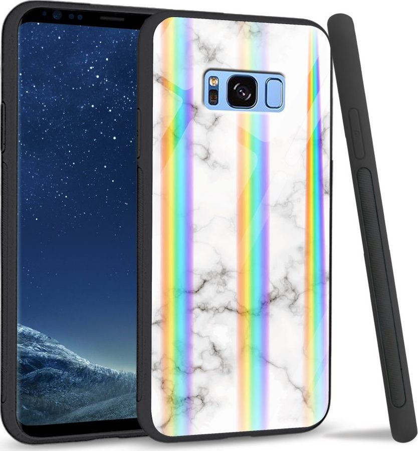 Mojworld Etui na Samsung S8 Plus - Rainbow Case - White granite 1
