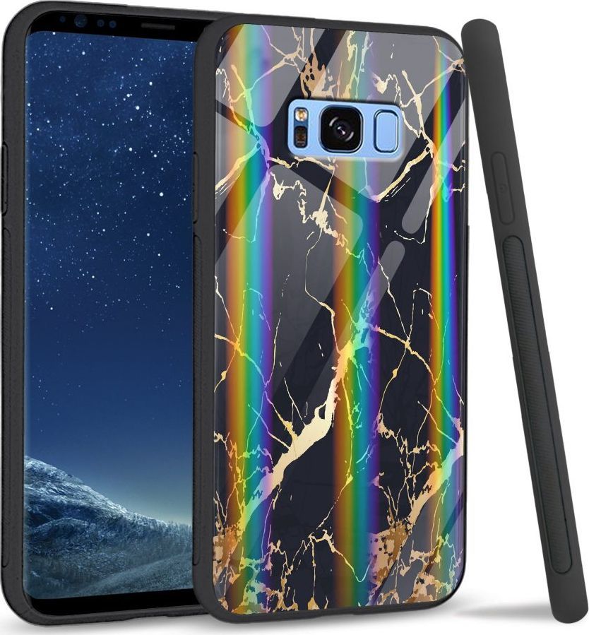 Mojworld Etui na Samsung S8 Plus - Rainbow Case - Black gold granite 1