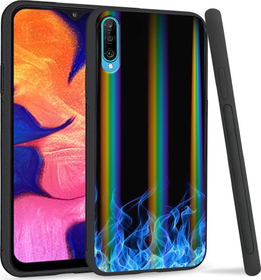 Mojworld Etui na telefon Samsung A50 Rainbow Niebieski Ogień 1