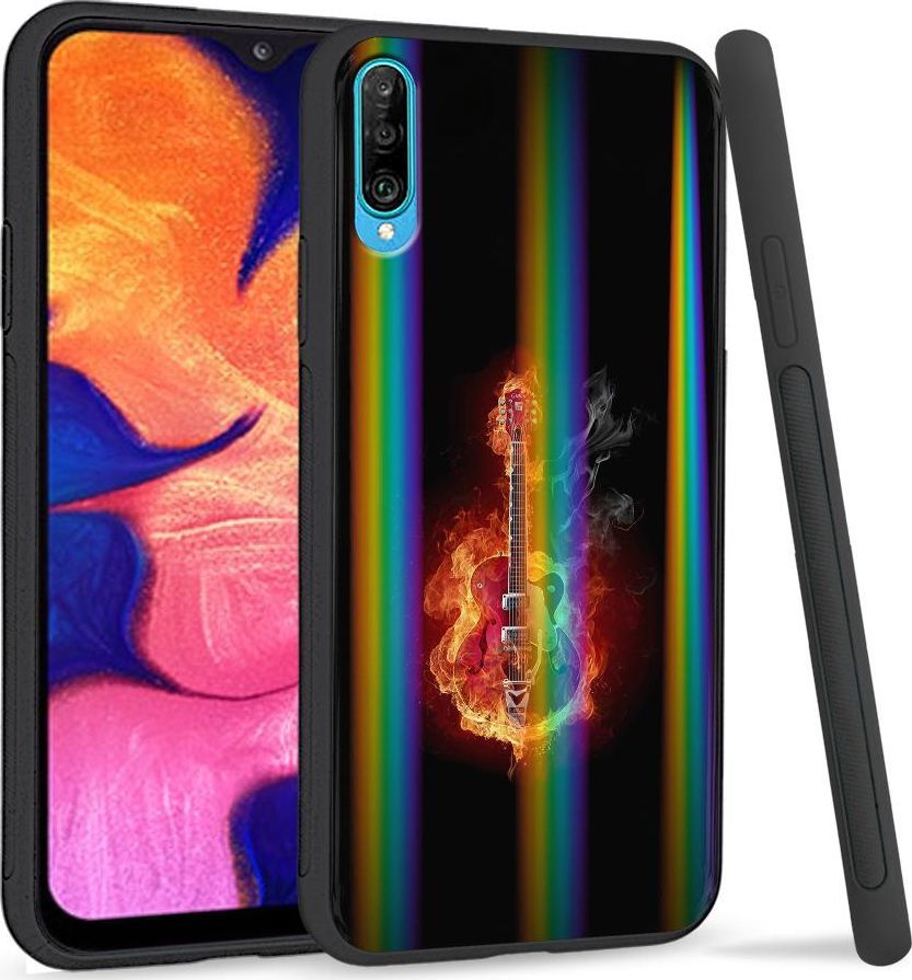 Mojworld Etui na telefon Samsung A50 Rainbow Burning Guitar 1