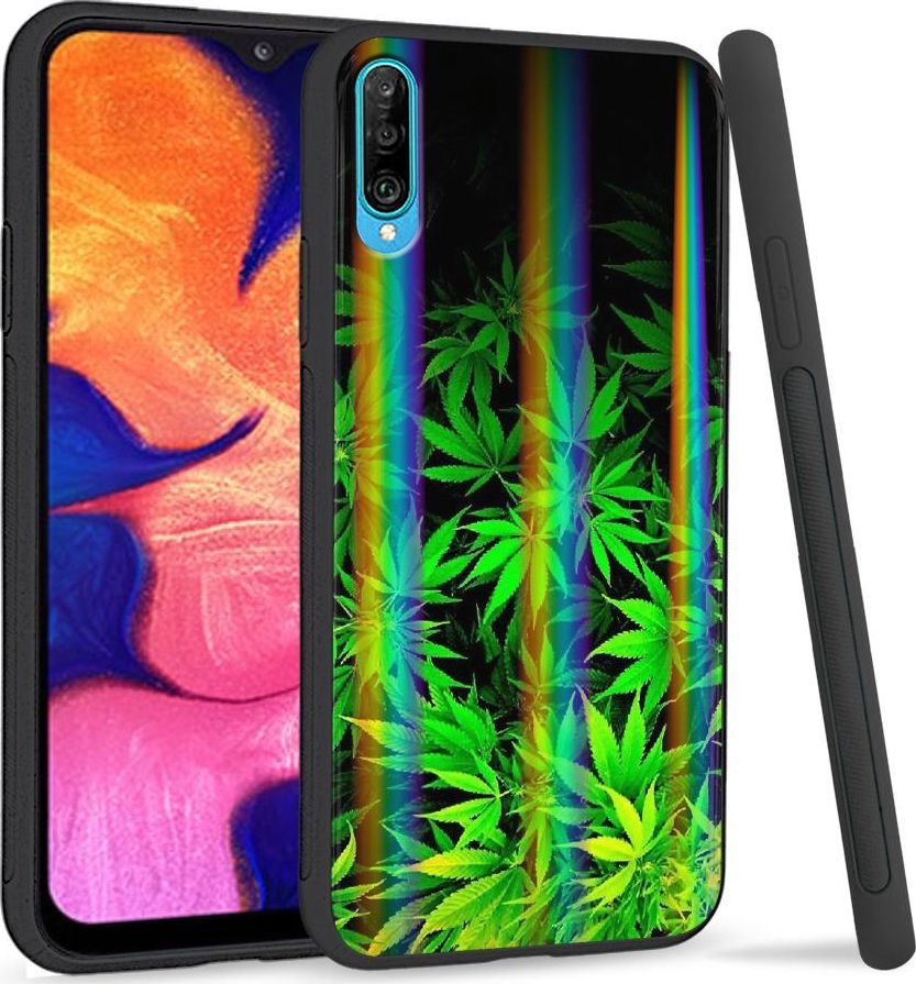 Mojworld Etui na telefon Samsung A50 Rainbow Czarne Zioło 1