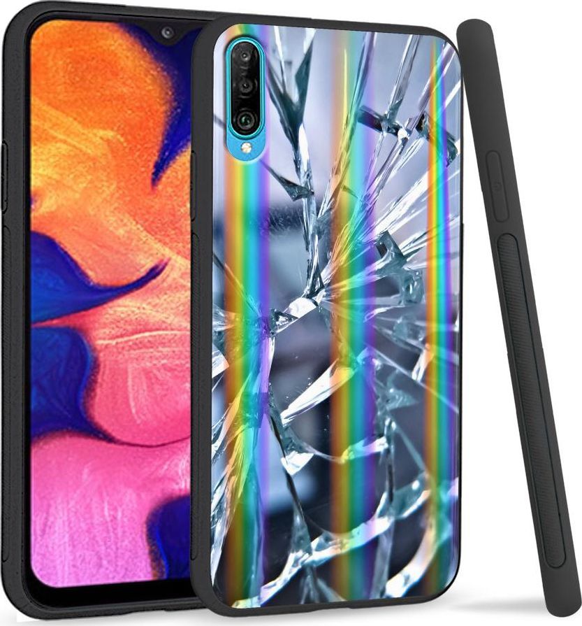 Mojworld Etui na telefon Samsung A50 Rainbow Pęknięte szkło 1