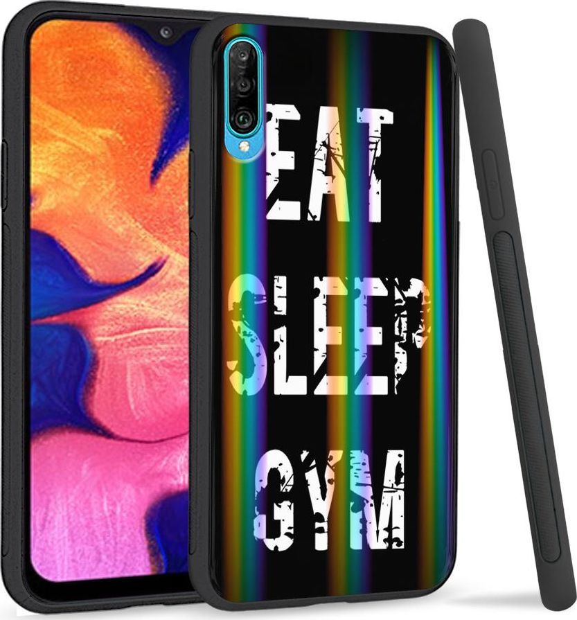Mojworld Etui na telefon Samsung A50 Rainbow Eat Sleep Gym 1