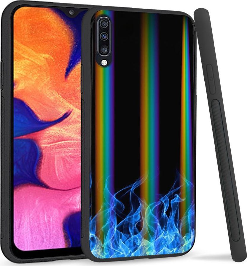 Mojworld Etui na telefon Samsung A70 Rainbow Case Niebieski Ogień 1