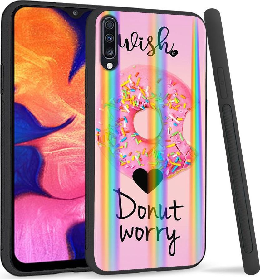 Mojworld Etui na telefon Samsung A70 Rainbow Case Black Kitty 1